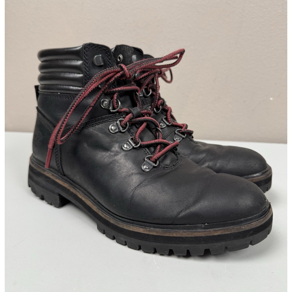 Timberland London Square Mid‎ Hiker Boot Womens 7.5 Black Leather Biker Hiking